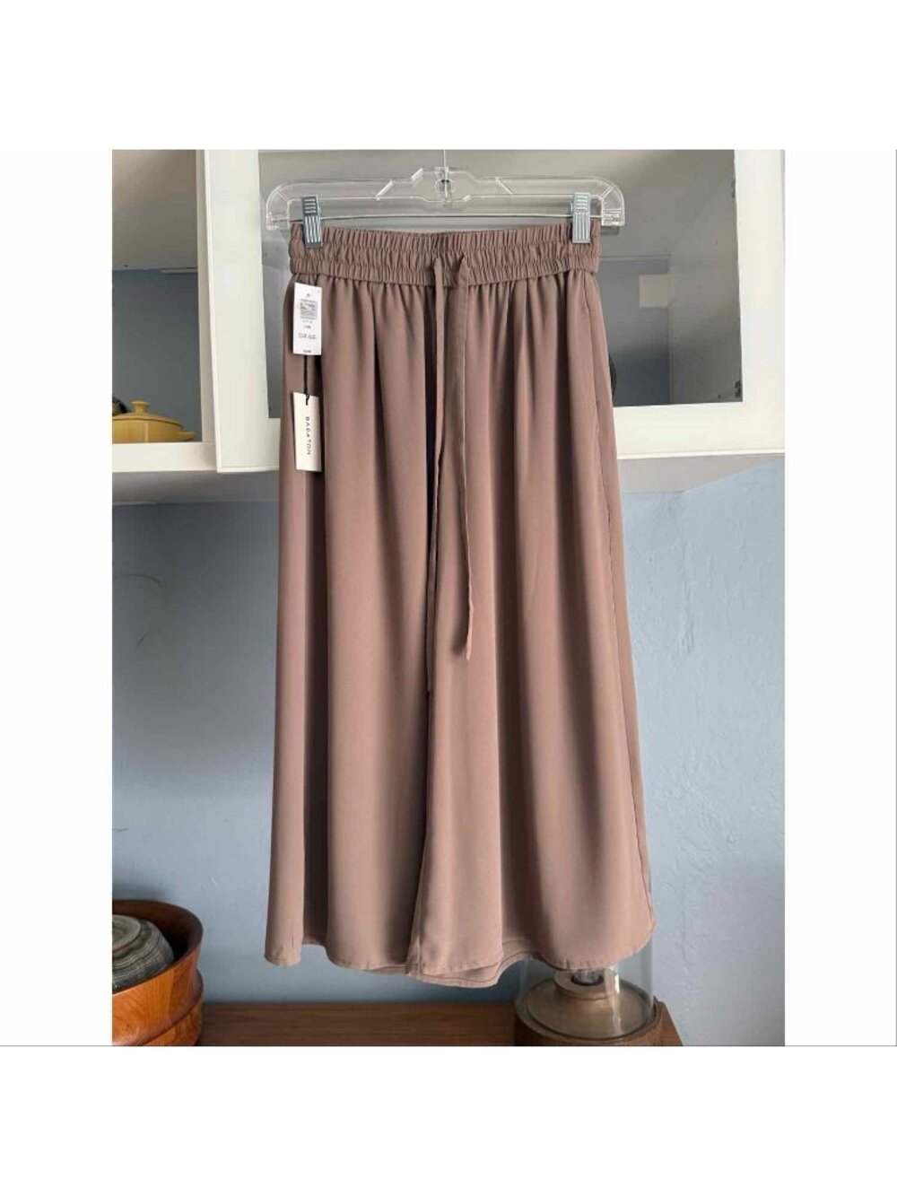 Aritzia Babaton Luiz Culottes Stone Taupe Wide-Leg Cropped Flowy